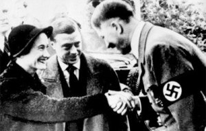 The Duke and Duchess of Windsor in 1937 with Adolf Hitler.